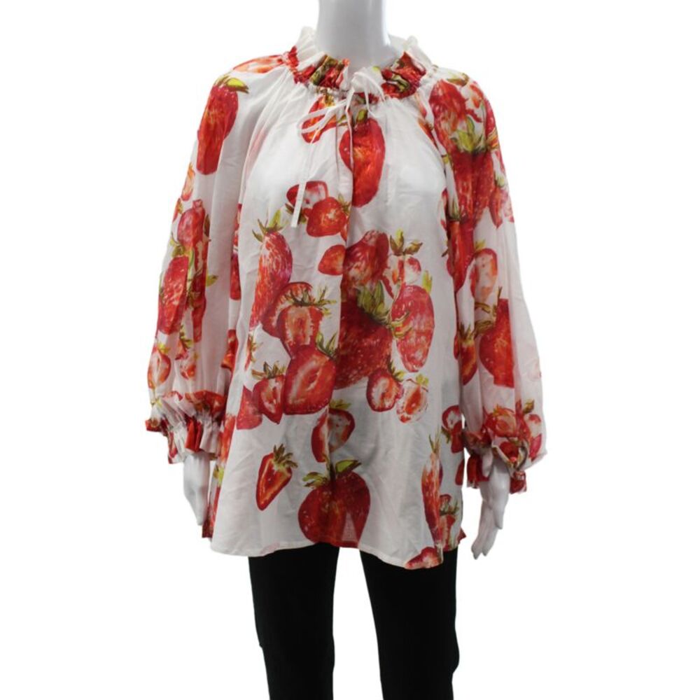 Sara Roka Womens Multicolor Floral Tunic Blouse Long Sleeve Size 40